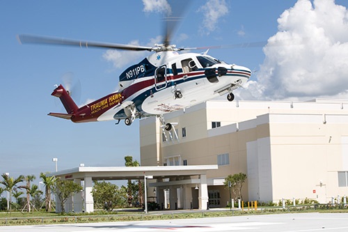 Trauma Hawk landing at Lakeside Medical Center