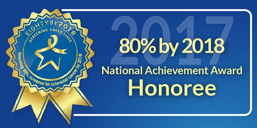 National Achievement Award Honoree banner reads80 percent by 2018