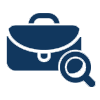 Briefcase with magnifying glass icon