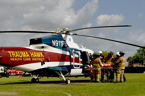 A patient being loaded into the Trauma Hawk