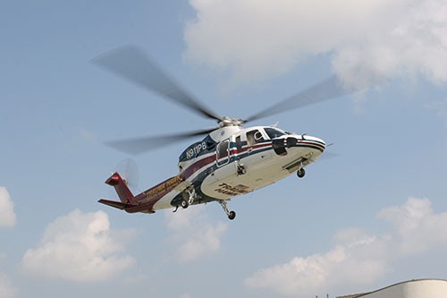 Trauma Hawk helicopter flying in air