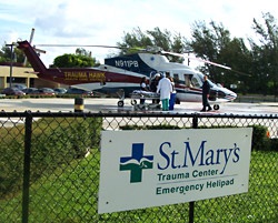Trauma Hawk on the landing pad at St Marys Medical Center