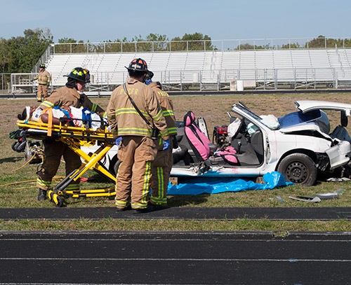mock patient moved from crash
