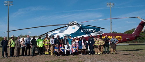 participants in front of the trauma hawk