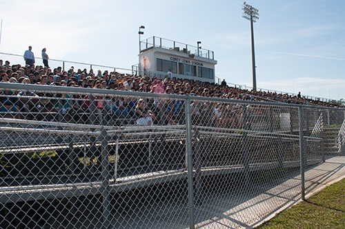 students watching dramatic scene