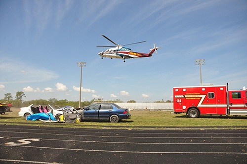 trauma hawk lands on football field