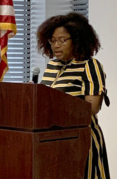 Joe-Ann Hyppolite speaking at Leadership Glades 2019 graduation