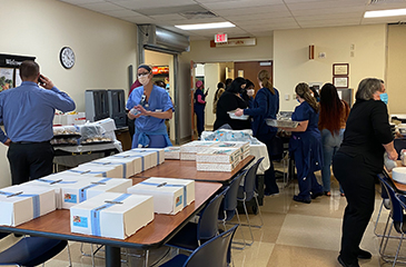 LMC staff enjoying donated lunch