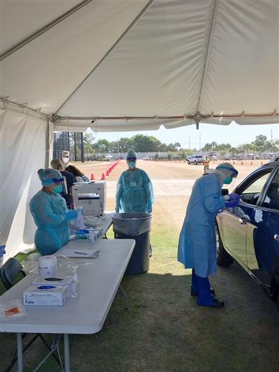 Health Care District Drive-thru Testing at Ballpark