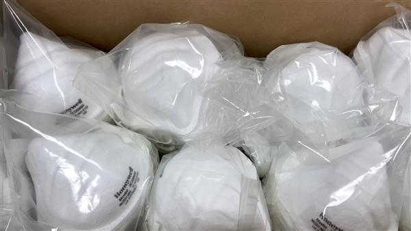 Box of white N95 masks