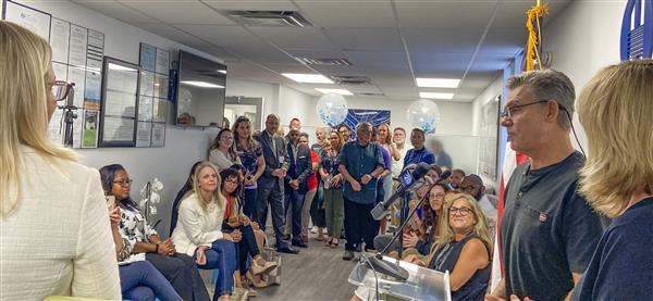 Patient John M. Addresses Crowd at Mangonia Open House