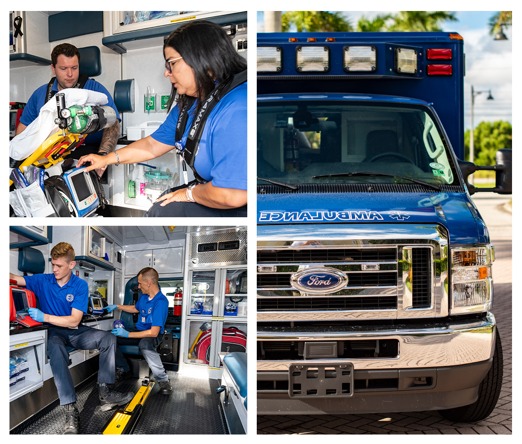 Collage of Images Inside and Outside of the Ambulances